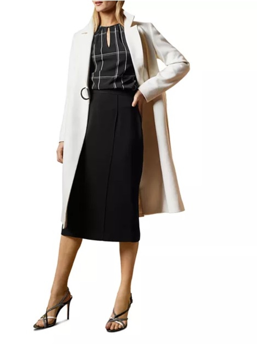 Ted Baker Black Pintuck High Waist Pencil Skirt - Size 3 / US Medium - Flaw
